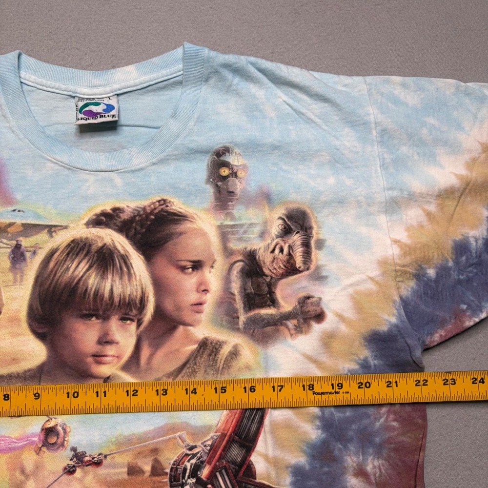 Liquid Blue T-Shirt‎ Mens Large Blue Star Wars Episode I Phantom Menace Tie Dye - Picture 8 of 11